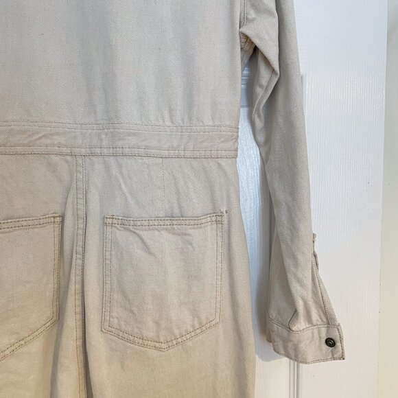 ASOS DESIGN premium denim utility boilersuit in bone white - Picture 6 of 10